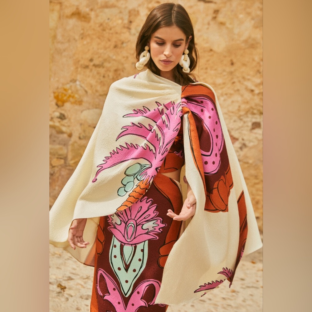 Johanna Ortiz Flores De Alma Wool and Silk blend Shawl